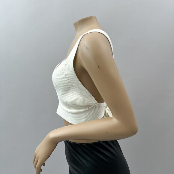 NWT Endless Rose Miley Back Tie Elevated Knit Bralette White Women's Size Large - Picture 10 of 16
